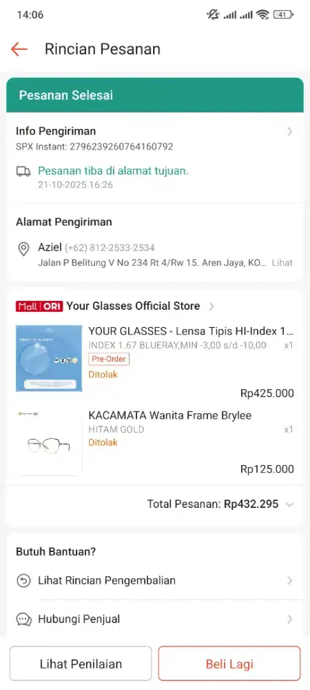 Kacamata Blueray Tipis Your Glasses minus - 9