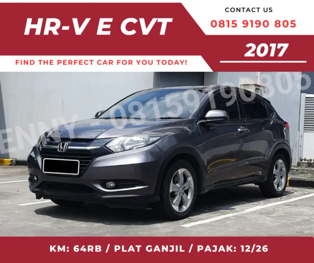 HR-V E 1.5 matic tahun 2017 warna abu abu