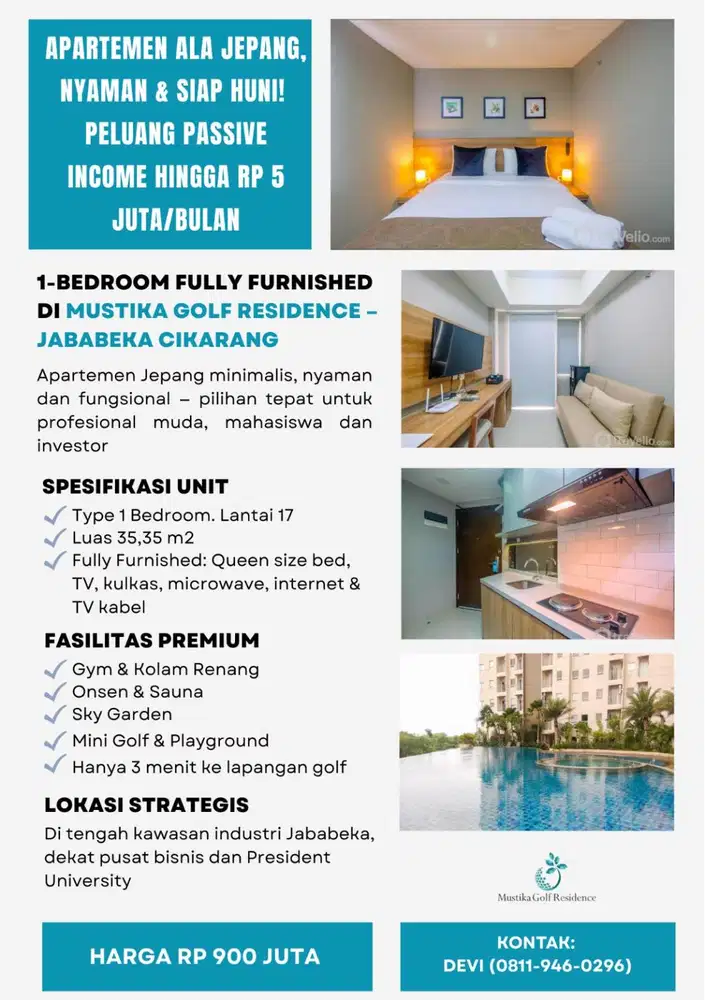 Dijual Apartemen di Apartemen Mustika Golf Residence, Jababeka