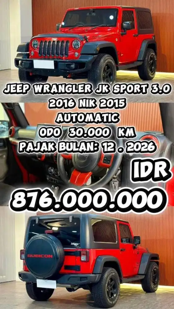 [ ODO 30.000 KM ] JEEP WRANGLER JK SPORT 3.0 4X4 AT 2016 NIK 2015