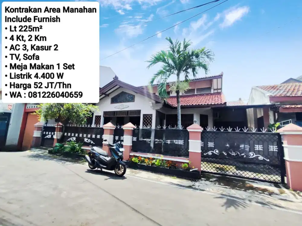 Sewa Rumah Include Furnish Area Manahan, Siap Pakai