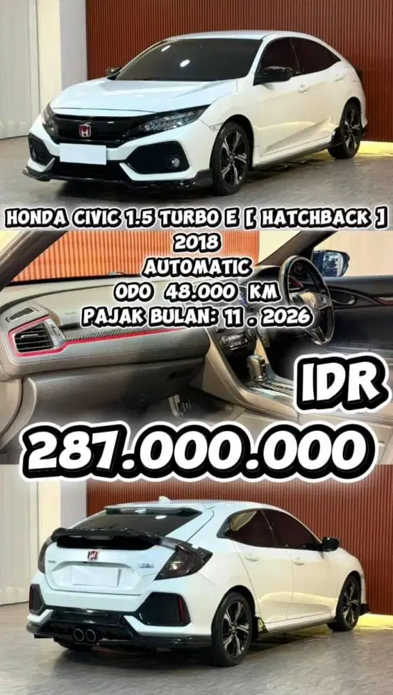 [ WARRANTY 3 YEAR ] HONDA CIVIC 1.5 TURBO E HATCHBACK AT 2018 RECORD
