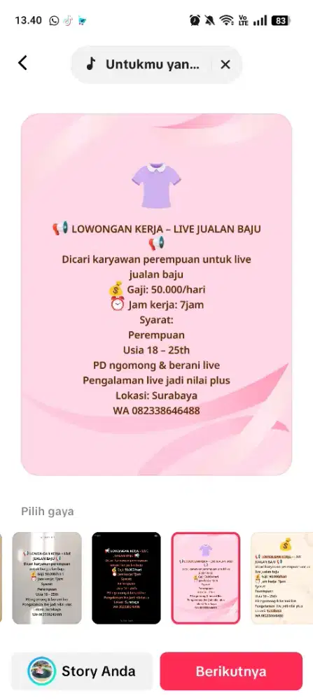 lowongan kerja live jualan