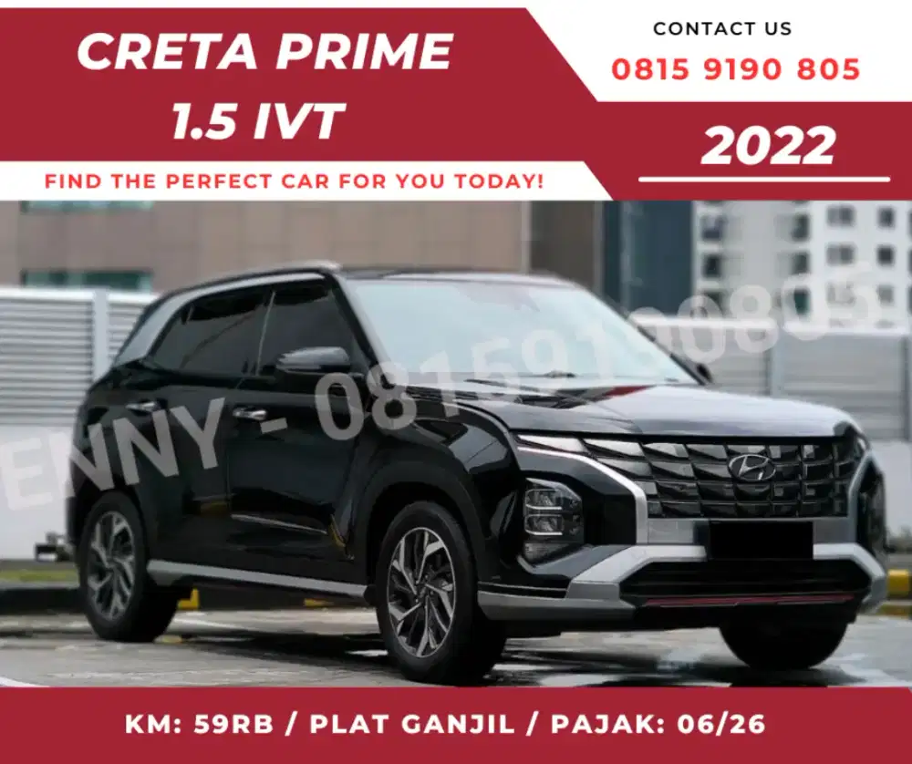 Creta Prime 1.5 cvt matic tahun 2022 warna Hitam
