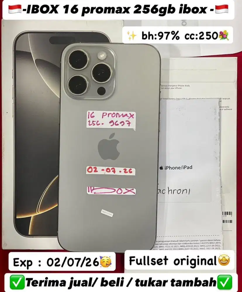 Iphone 16 Promax 256 Gb Natural Titanium Ibox Garansi panjang