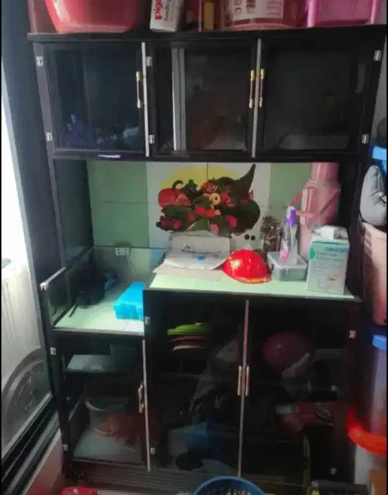 Rak Piring Alumunium 3 Pintu + Roda