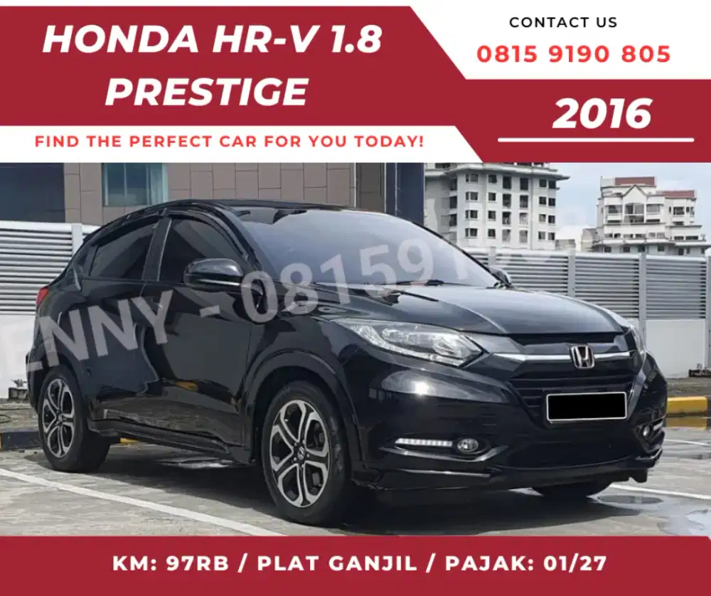 Honda HR-V E prestige 1.8 tahun 2016 warna hitam