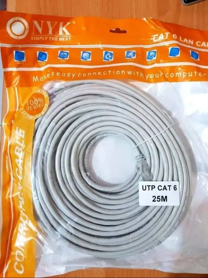 Kabel LAN 25 Meter 25m Cat 6 UTP Pabrikan NYK 25meter KabelLAN Cat6
