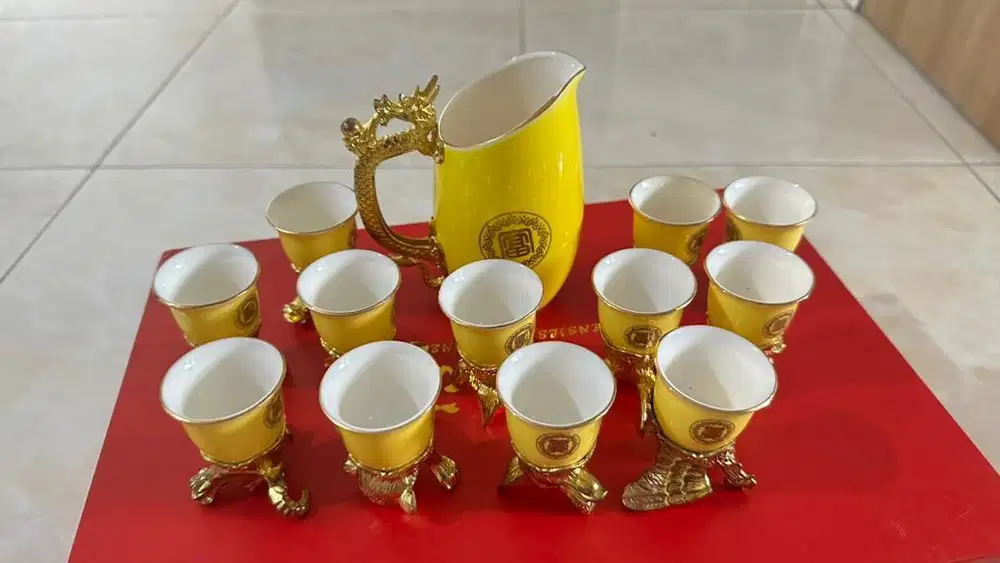 Baru Pajangan shio gift imlek hadiah Tea cup gelas teh set 12 shio new