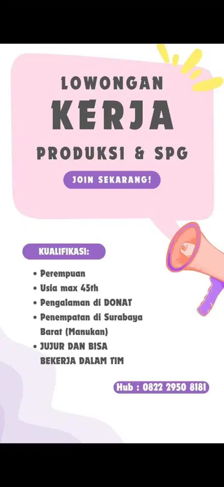 DIBUTUHKAN LOWONGAN KERJA