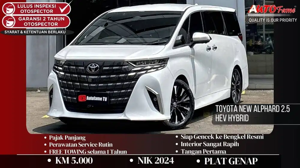Toyota New Alphard 2.5 HEV Hybrid NIK 2024 White On Black Tgn 1 Dr Br