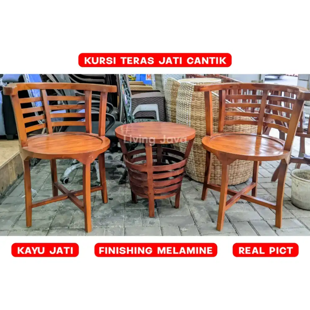KURSI TERAS JATI CANTIK 2 KURSI + MEJA