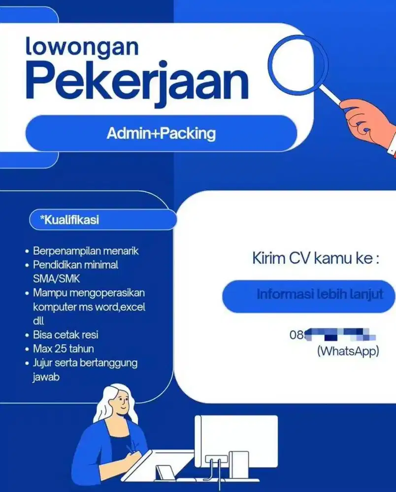 DICARI PEREMPUAN BERPENGALAMAN ADMIN ONLINESHOP