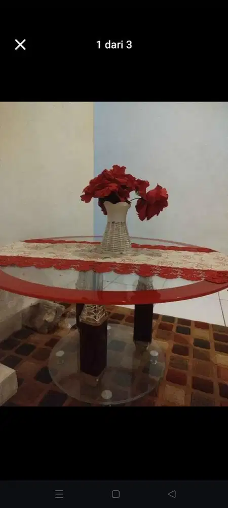 dijual meja kaca bulat