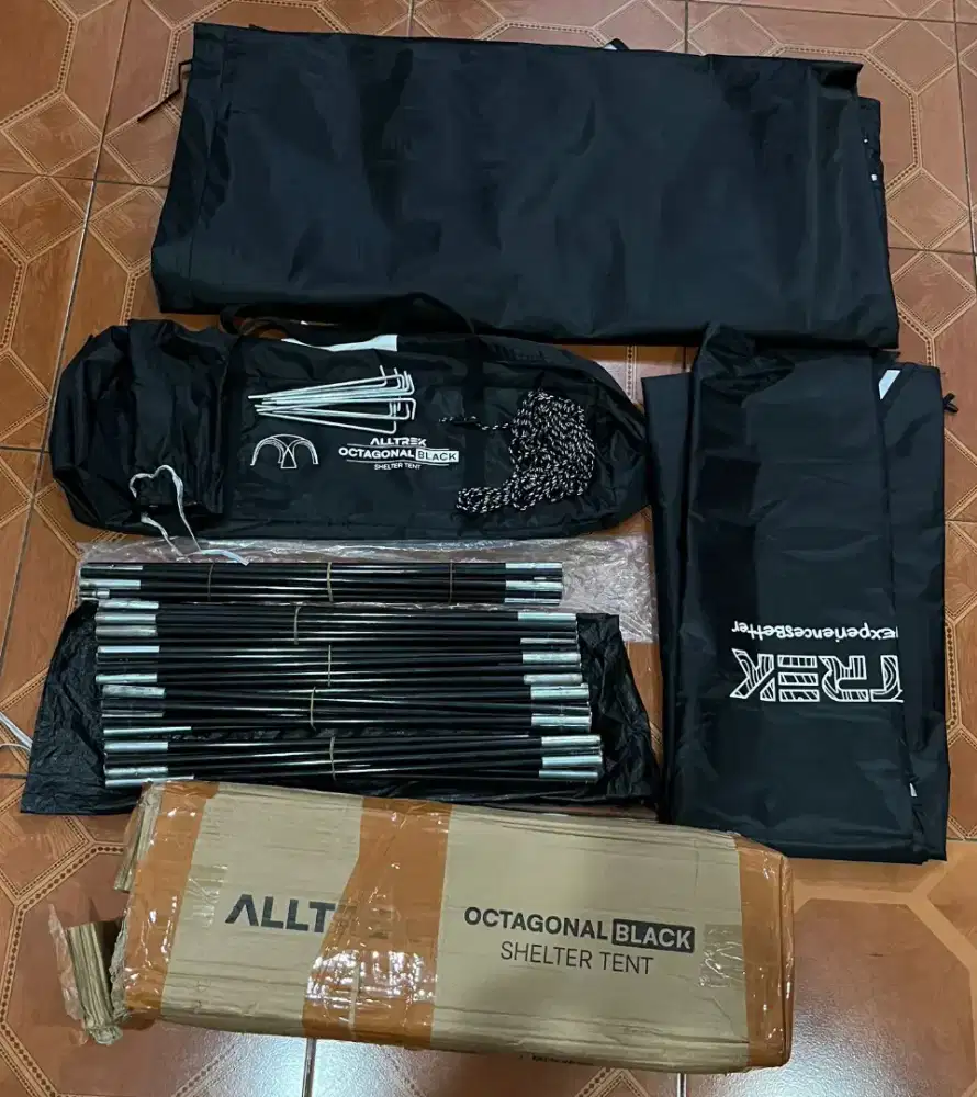 Tenda Canopy Alltrek Shellter Octagonal Hitam & Pintu Oxford