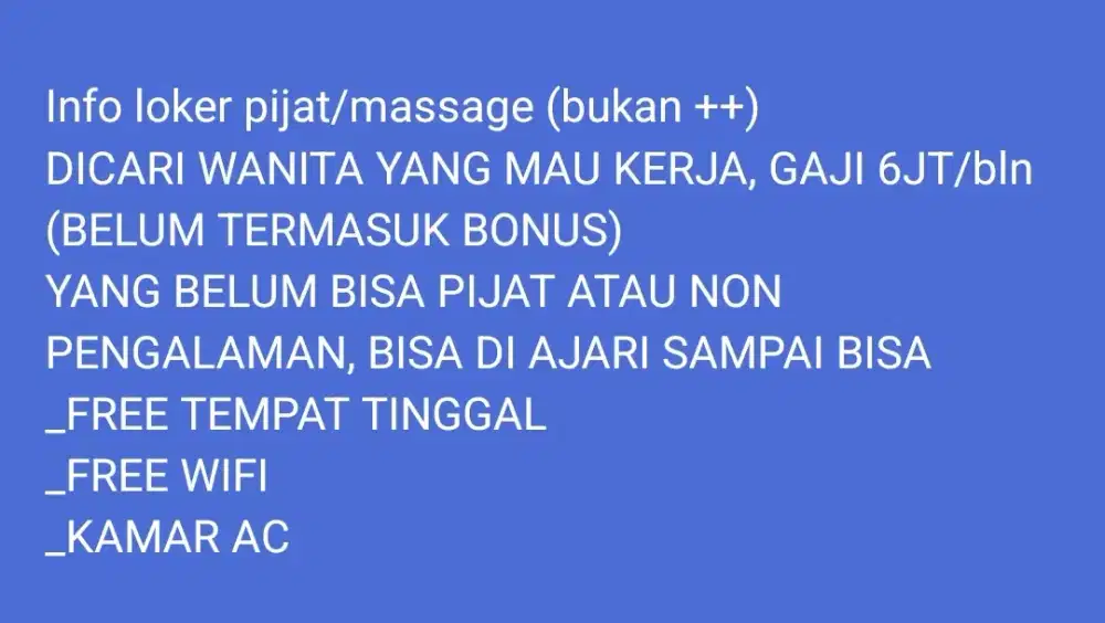 Dicari pekerja khusus cewek