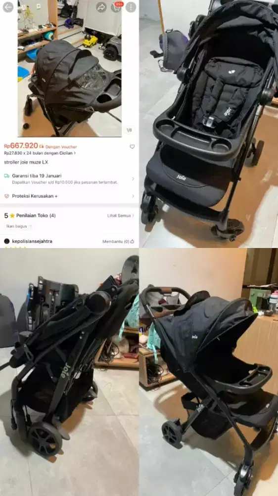 Stroler joie warna hitam