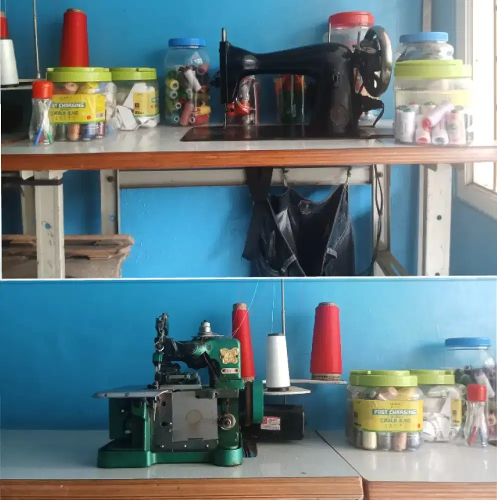 Mesin jahit dan mesin obras siap pakai