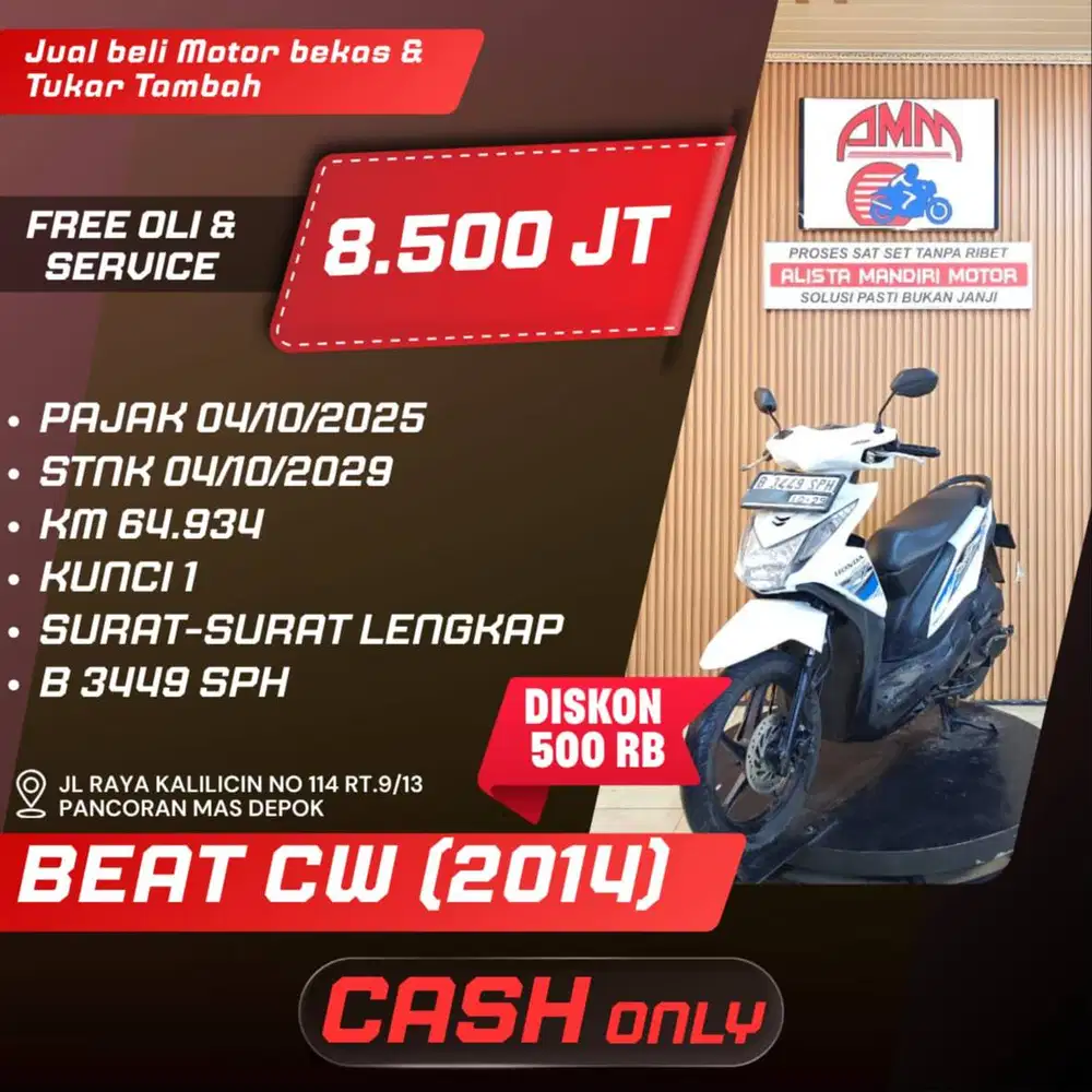 BEAT CW TH 2014 BISA CASH/TUKAR TAMBAH/BAYAR PAKAI CC/PAYLATER