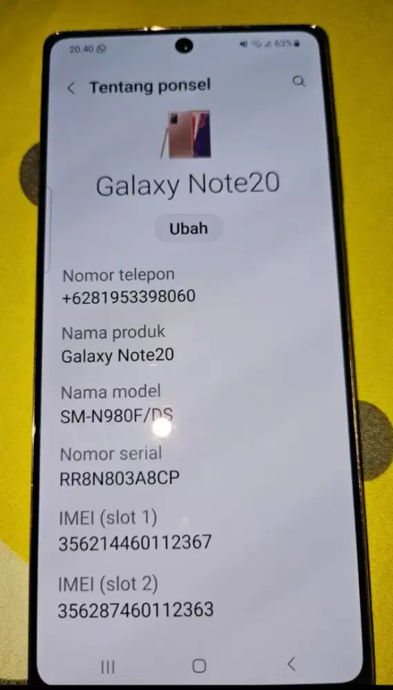 Jual Cepat Samsung Note 20