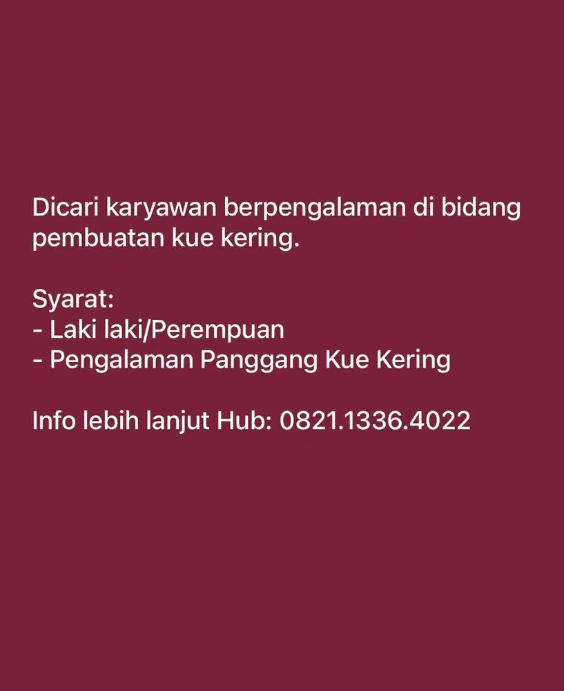 Tukang Panggang Kue Kering