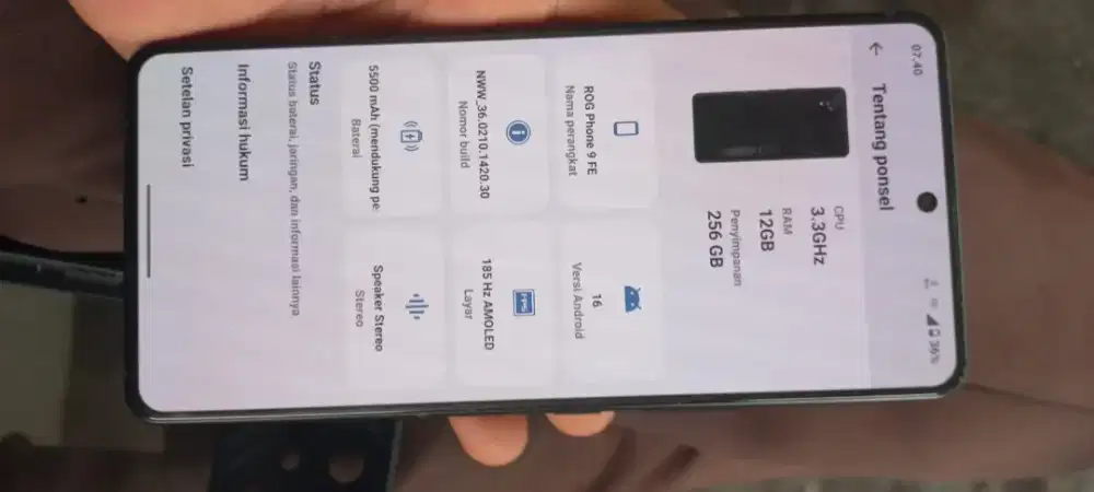 JUAL ASUS RO 9FE 12/256 FULLSET