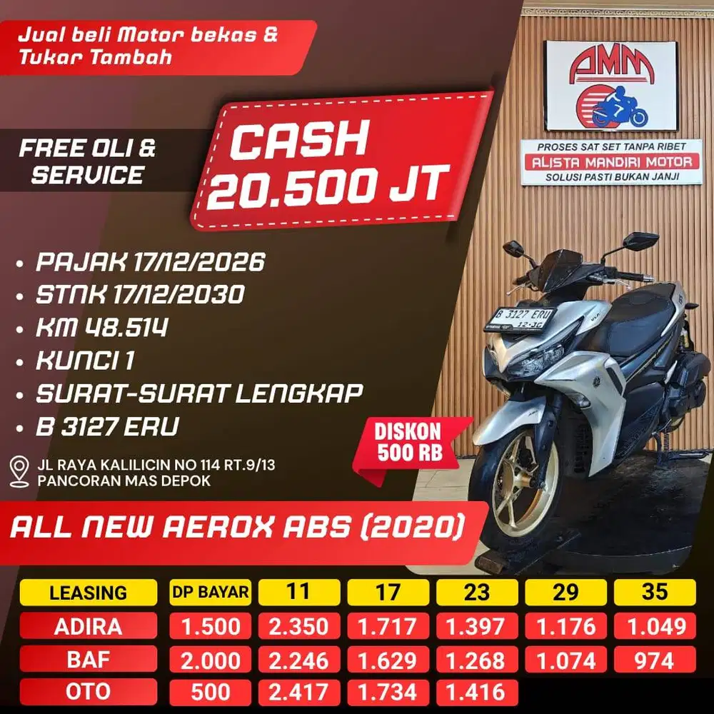 DP 500 AEROX ABS S TH 2020 BISA CASH/TT/BAYAR PAKAI CC/PAYLATER