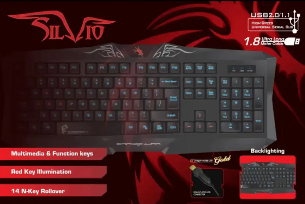 KEYBOARD GAMING ELEPHANT DRAGONWAR SILVIO LED MECHANICAL FEEL
