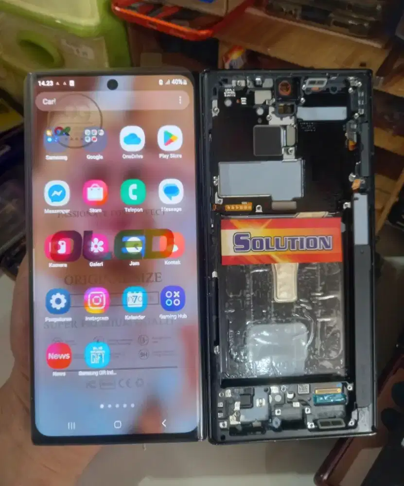 LCD TOUCHSCREEN SAMSUNG S22 ULTRA ORI OLED + PASANG