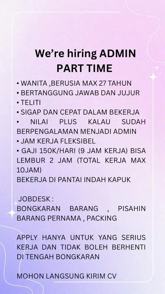 LOWONGAN PEKERJAAN ADMIN ONLINE SHOP JASTIP