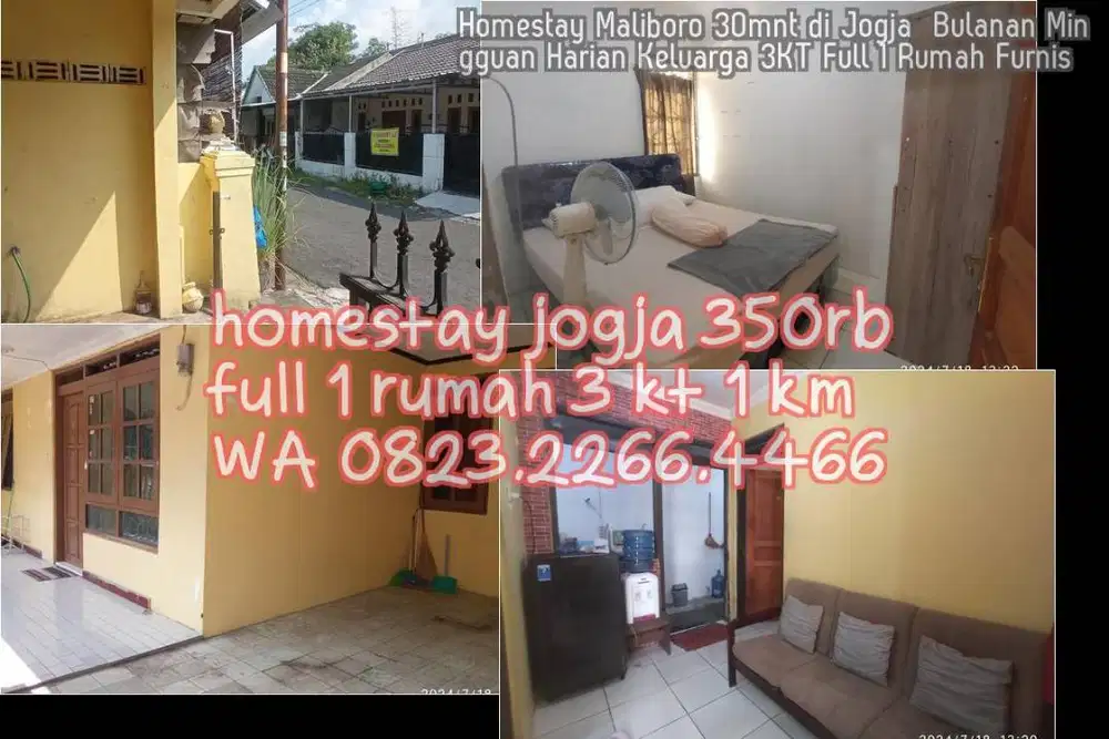 Homestay Maliboro 30mnt di Jogja  Bulanan Mingguan Harian Keluarga 3KT