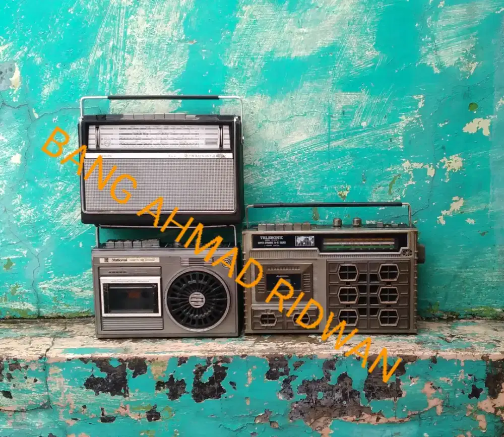 radio Philips L4 tape kaset pita National telesonic antik jadul kuno