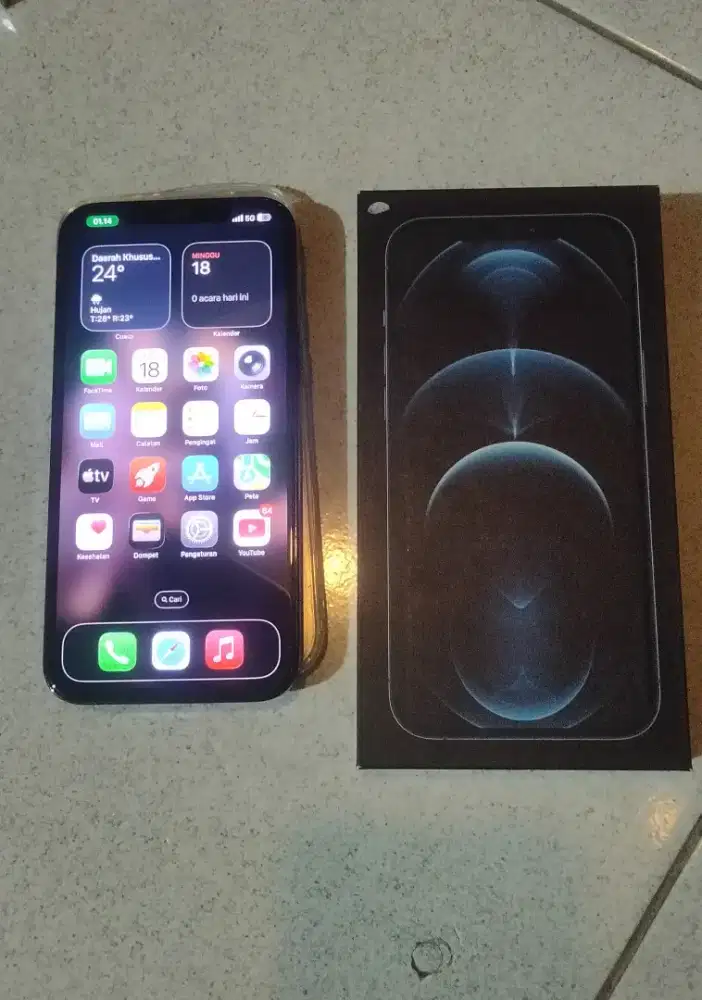 dijual iPhone 12 promax warna blue second