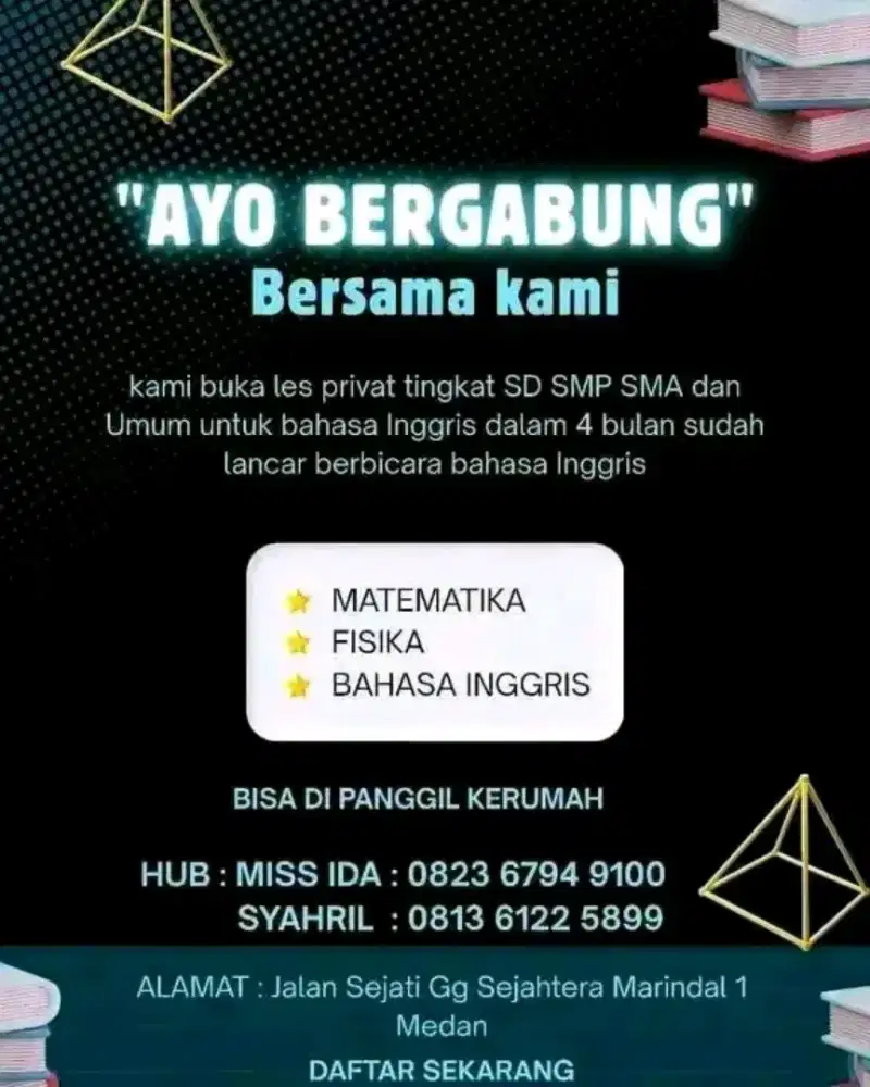 Les privat matematika fisika dan bahasa Inggris