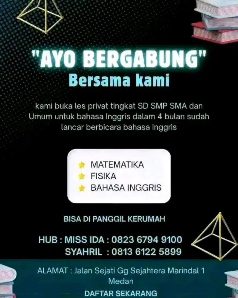 Les privat matematika fisika dan bahasa Inggris