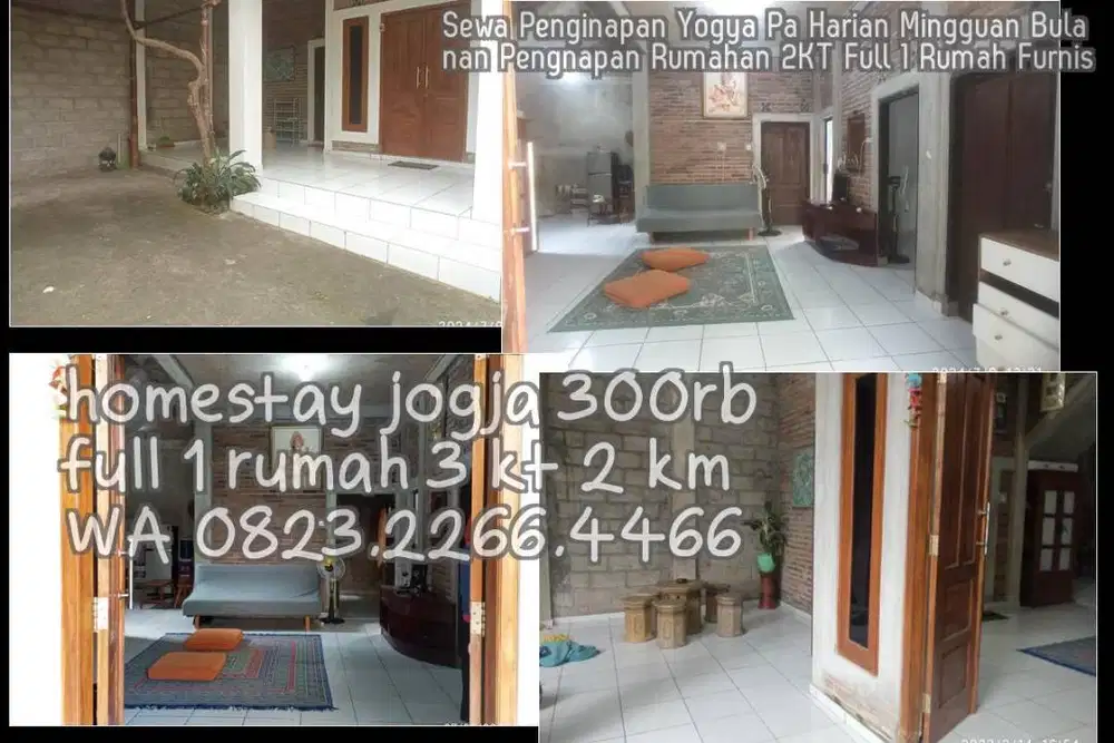 Sewa Penginapan Yogya Pa Harian Mingguan Bulanan Pengnapan Rumahan 2KT
