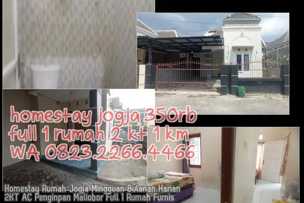 Homestay Rumah Jogja Mingguan Bulanan Harian 2KT AC Penginpan Maliobor