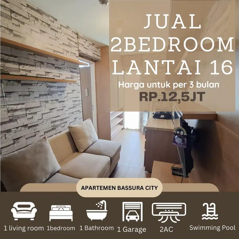 sewa 1 kamar full furnis lengkap dekat mall apartemen bassura city