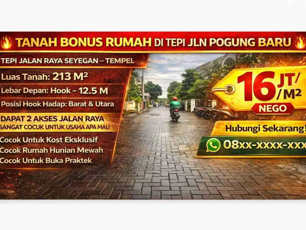 TANAH HOOK TEPI JALAN POGUNG BARU – 213 m² – JARANG ADA!