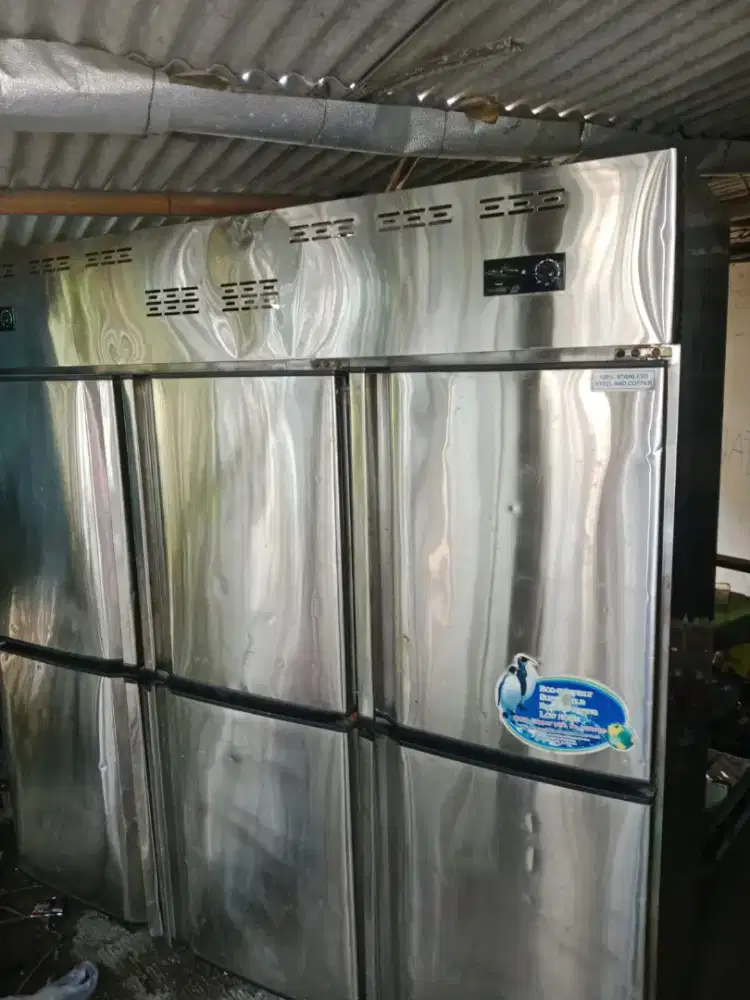 ready penyimpanan makanan/pembeku, uprihg 6 pintu stenlis