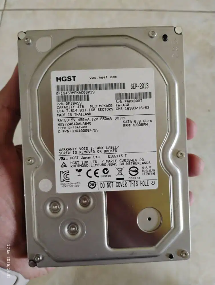 HDD internal PC Desktop 3.5 HGST 4TB SATA 7200RPM Sentinel 100%