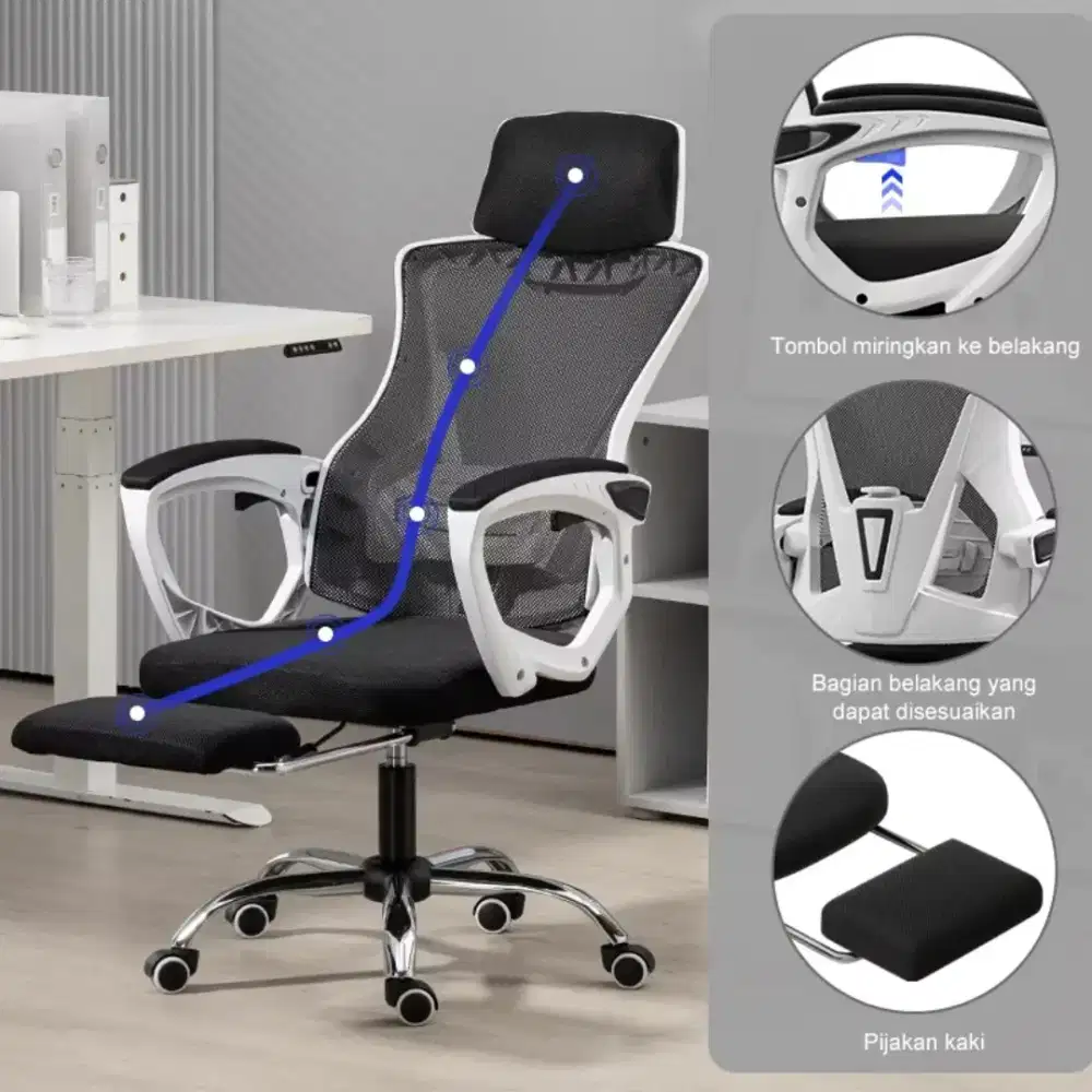 Kursi Gaming Max Go Putih Hitam Steel Baru