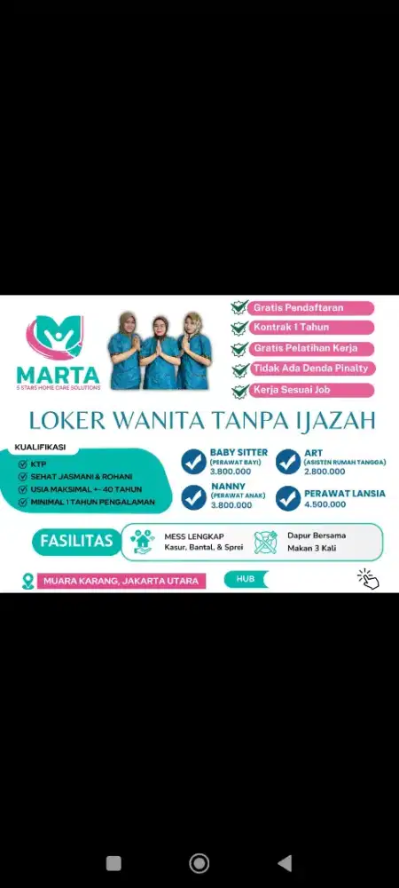 Loker Wanita Tanpa Ijazah