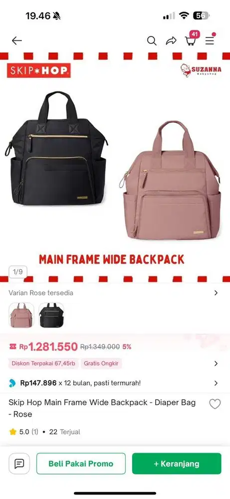 Skip hop - diaper bag - rose pink