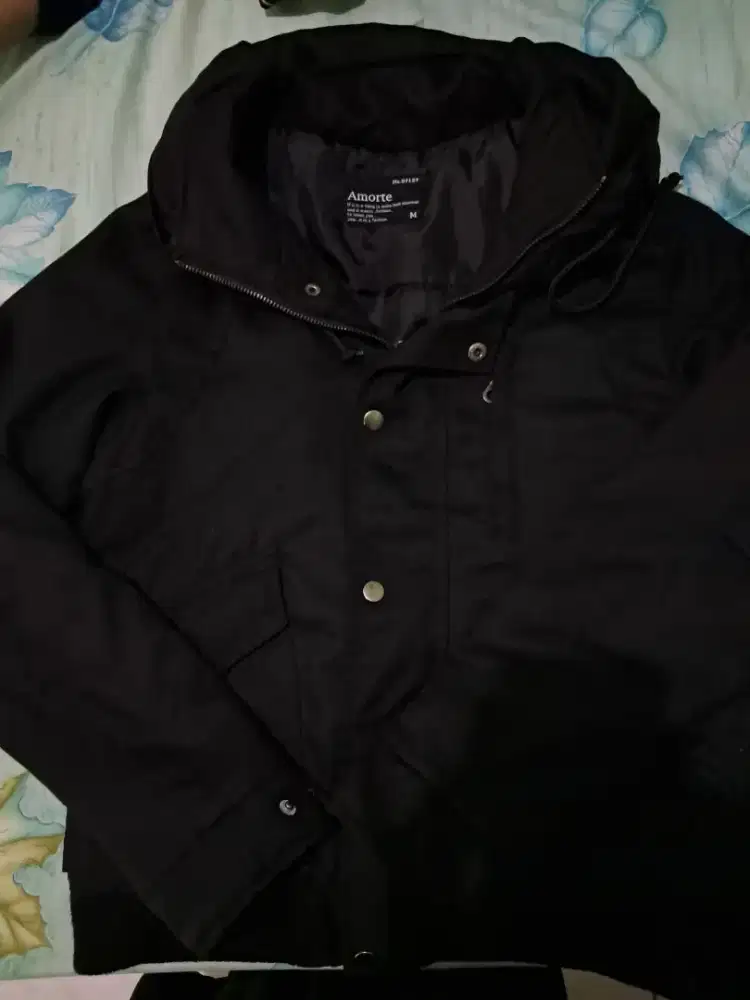 Amorte Casual Hidden Hoodie Sz M Warna Hitam