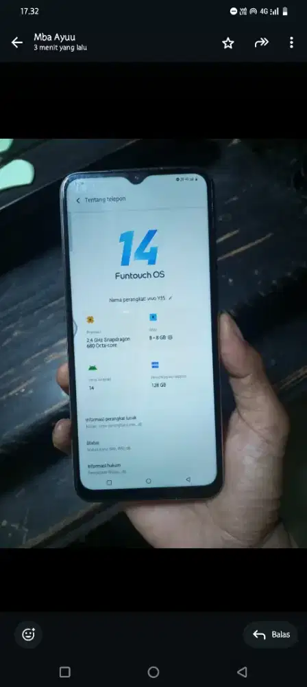 JUAL HP vivo Y35 8+8/125