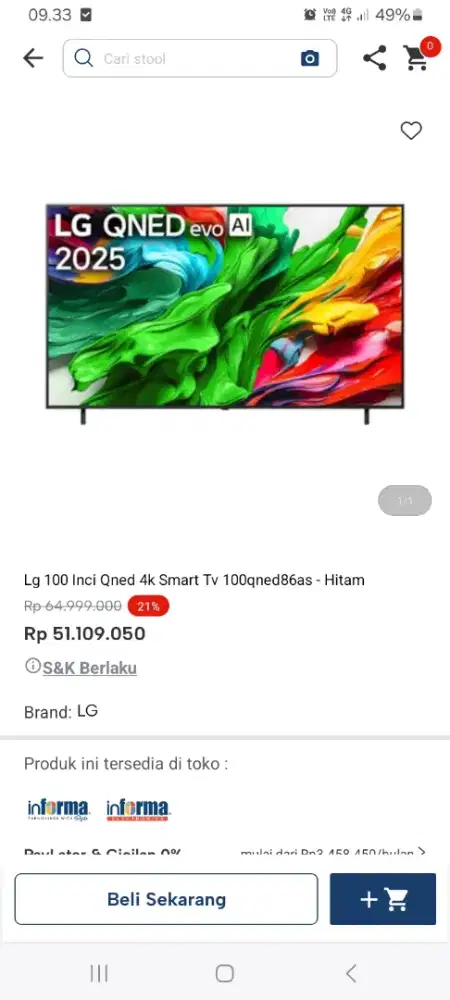 PROMO KREDIT LG 100 INC QNED 4K SMART TV