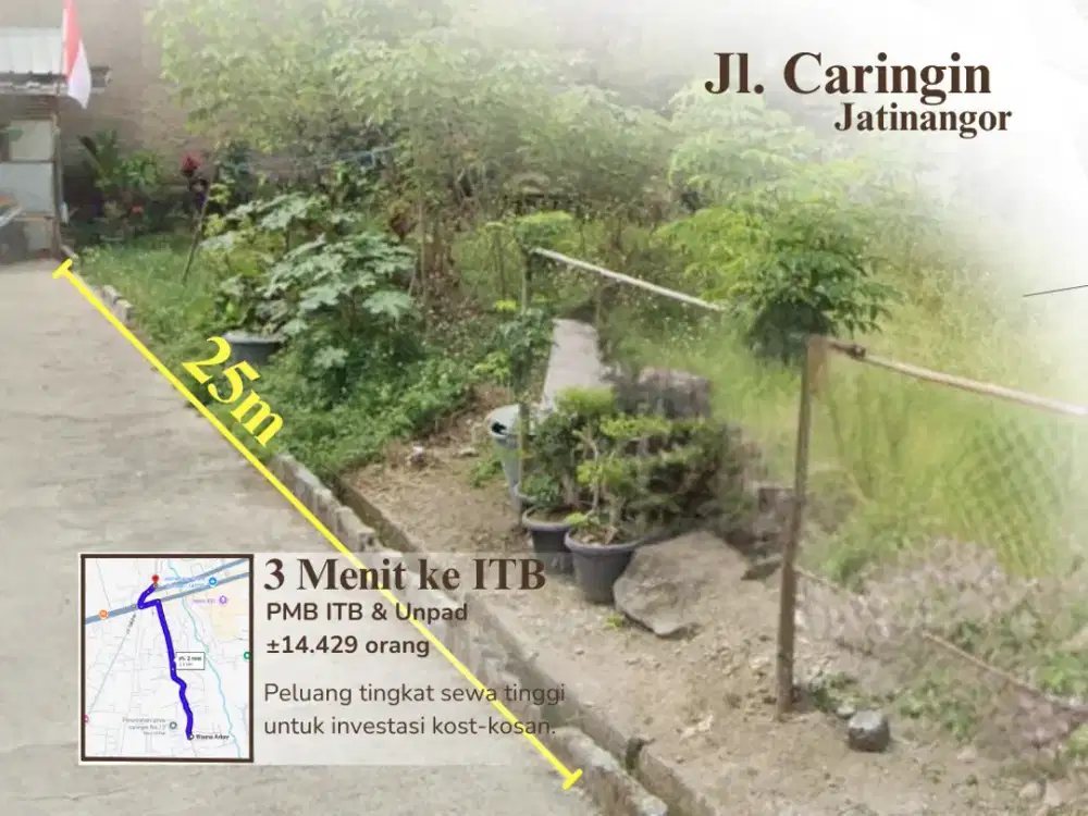 Tanah Jatinangor untuk hunian & kos eksklusif, hanya 3 menit ke ITB.