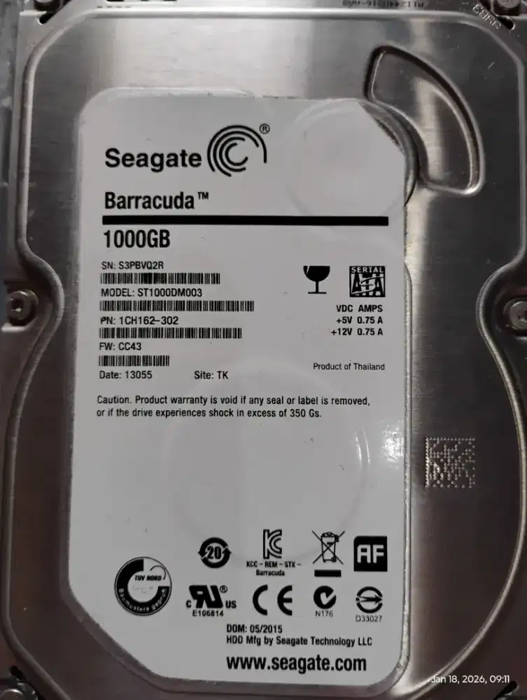 Seagate Hardisk 1 Tera