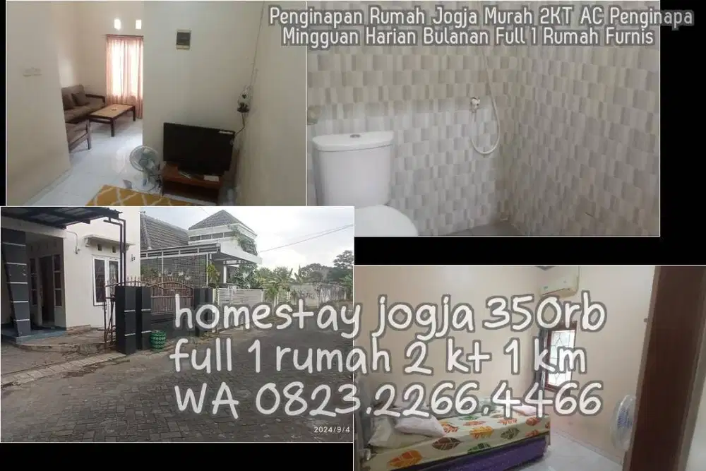 Penginapan Rumah Jogja Murah 2KT AC Penginapa  Mingguan Harian Bulanan